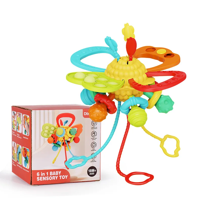Montessori brinquedos do bebê puxar corda brinquedo sensorial para dentição atividade educacional brinquedos para crianças brinquedo de aprendizagem de desenvolvimento de silicone