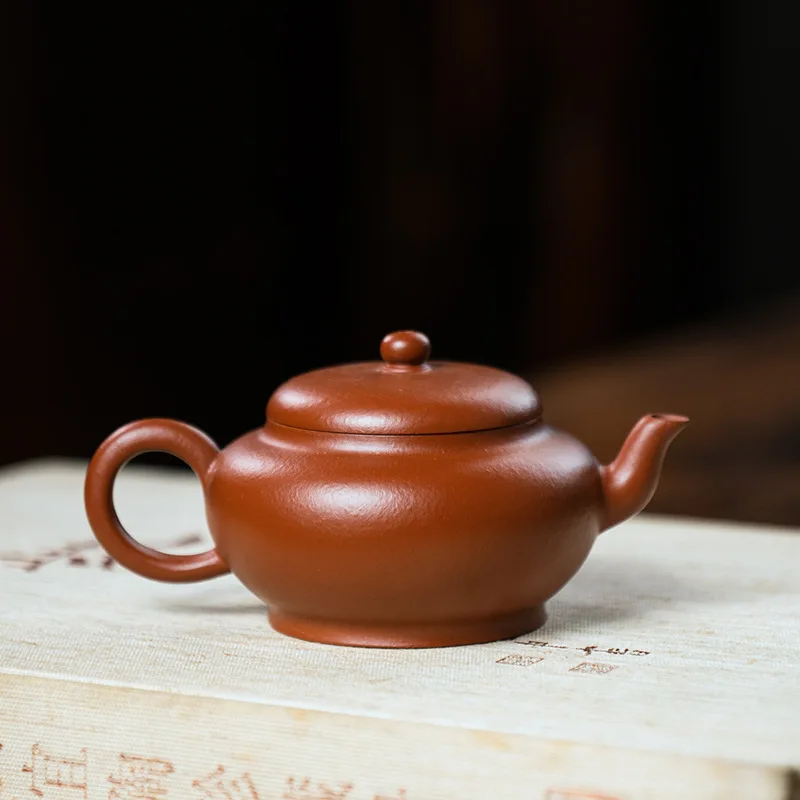 

130ml Flat Gd Purple Clay Teapot Handmade Sketch Teapot Raw Ore Zhao Zhuang Cinnabar Sand Fujian Guangdong Kung Fu Tea Set