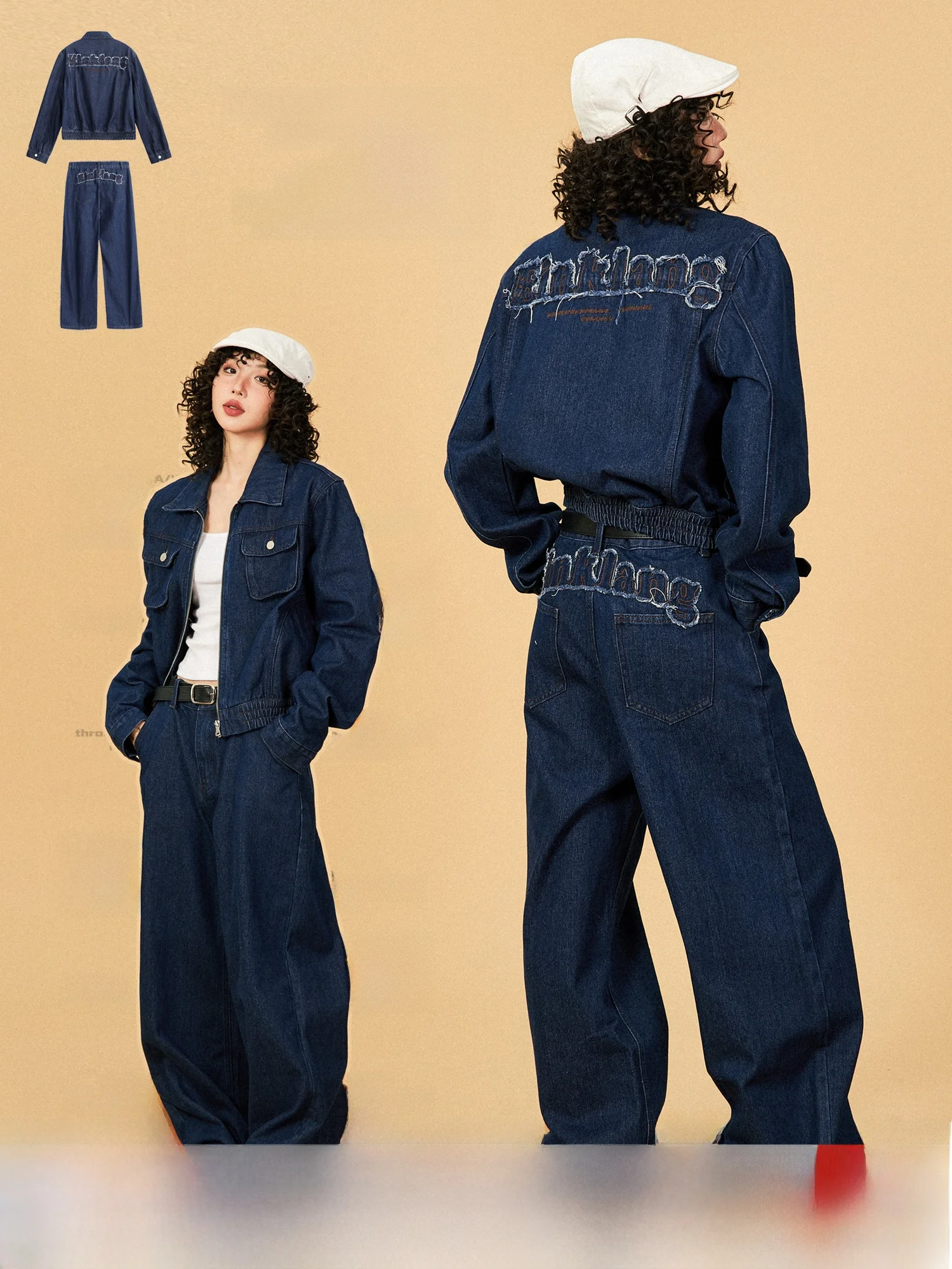 

Young Stage, американский лоскутный женский комплект с вышивкой, джинсовый джинсовый джинт, винтажные широкие джинсы, смесь хлопка и полиэстера