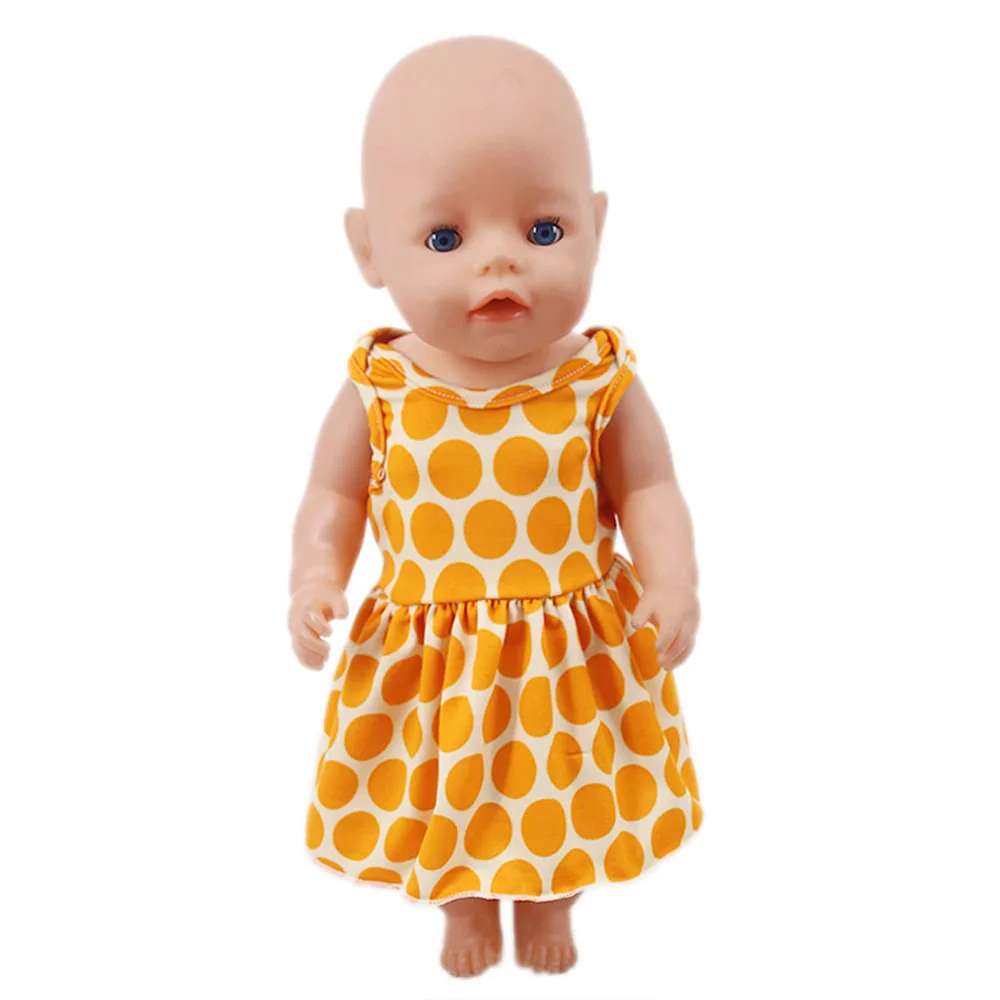 Pakaian boneka rok kuning 25 gaya untuk gaun anak perempuan boneka Amerika baru Lahir 43 Cm & 18 inci, mainan aksesori generasi kami