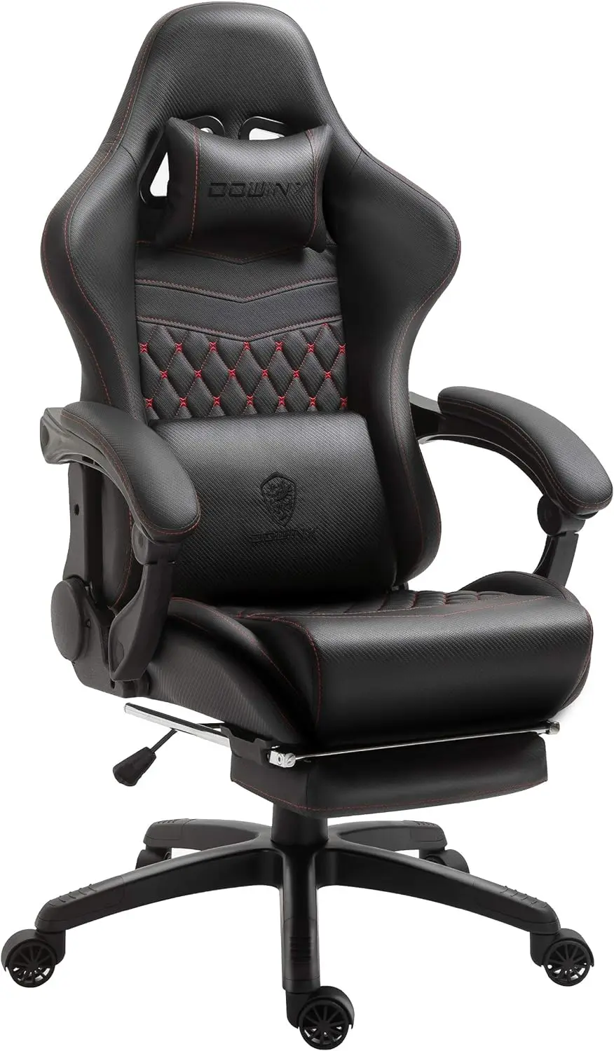 

Office PC Chair with Massage Lumbar Support, Vintage Style PU Leather High Back Adjustable Swivel Task Chair with Footrest