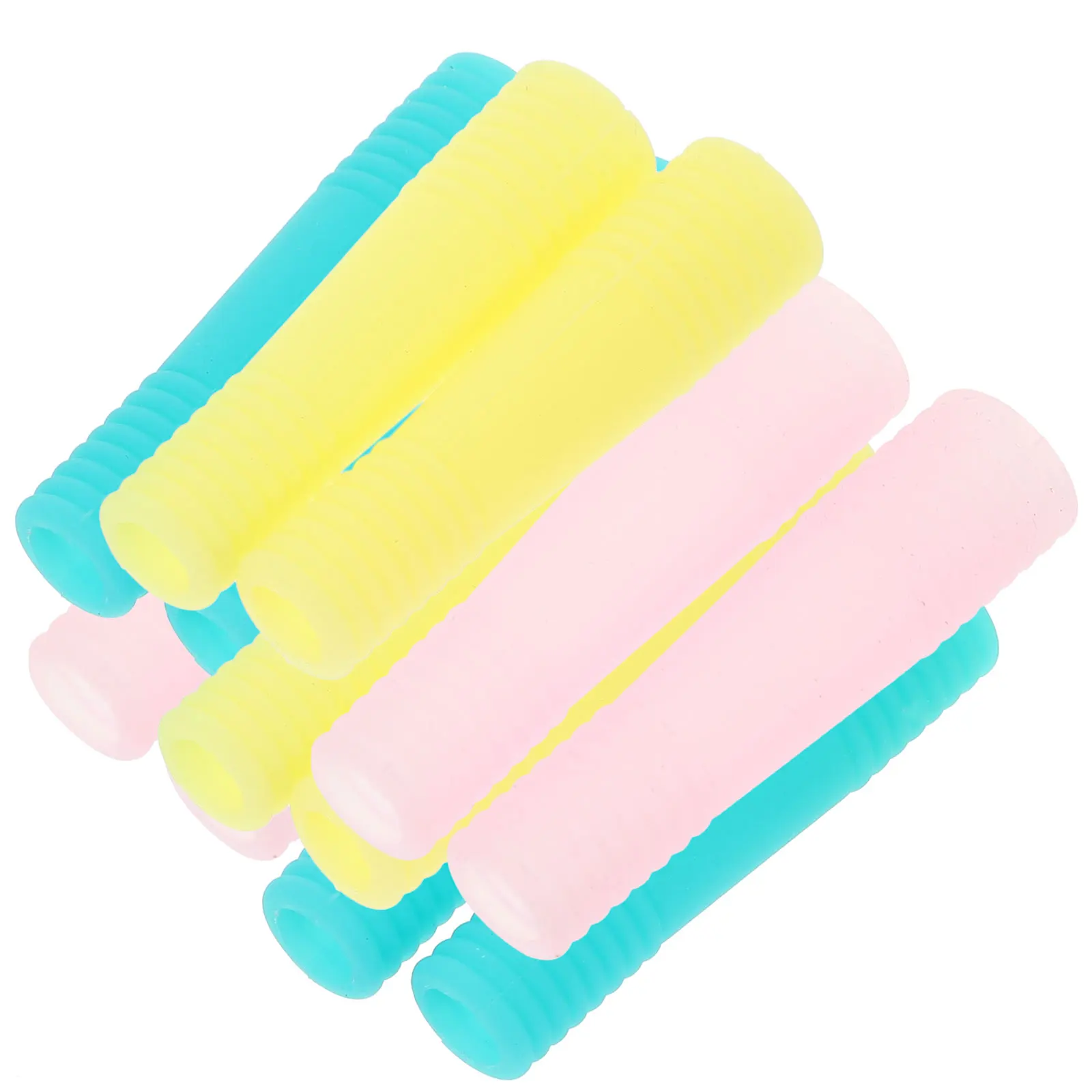 

12pcs Cuticle Scissor Handle Silicone Case Nail Scissors Protective Cover Sleeves Short Thread Green Yellow Pink Practical Non