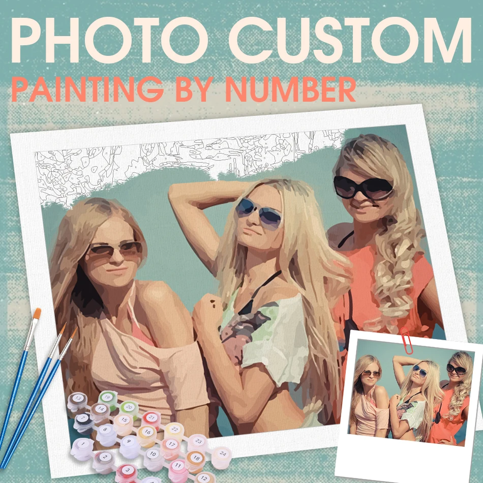 

RUOPOTY 24 Color Photo Custom Painting By Number Kits Personalized Gift Coloring By Numbers Acrylic Handiwork Handmade Diy Gift