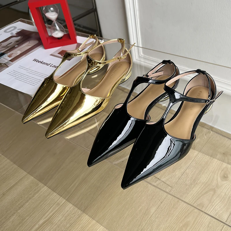 

Bailamos 2023 Spring New Women Flats Fashion Pointed Toe Shallow Sandals Ladies Elegant Square Low Heel Dress Sandal Pumps Shoes