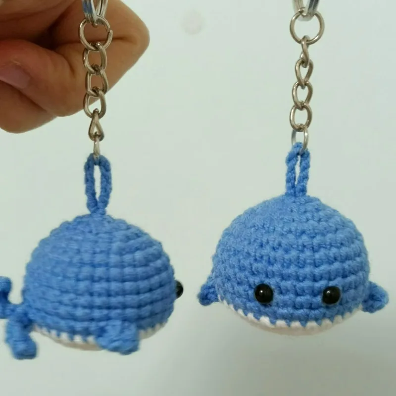 1/2Pcs Handmade Wool Crocheted Whale Keychain Car Backpack Pendant DIY Woollen Decor Wool Making Cartoon Weaved Knitting Keyring