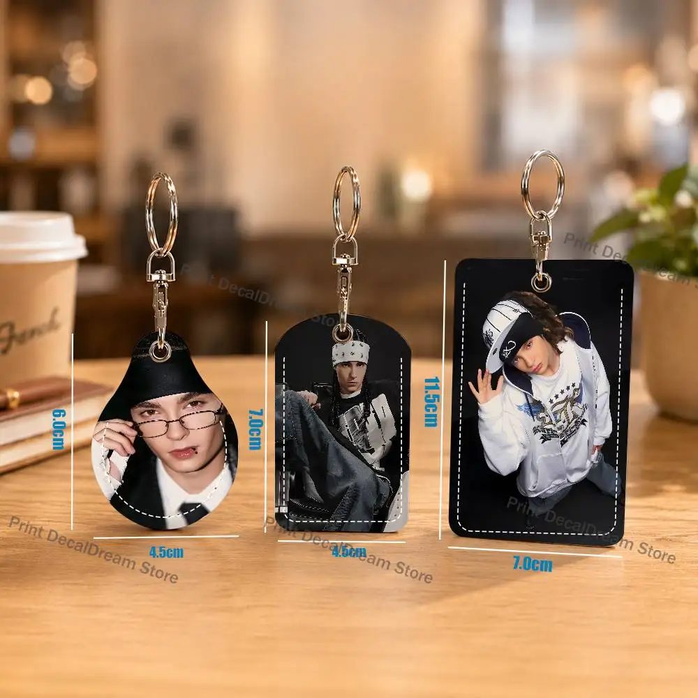 

Tom K-Kaulitz Leather Card Holder Keychain Key Ring Door Lock Access Tags ID Card Case Access Card Air Tag Case Keychain