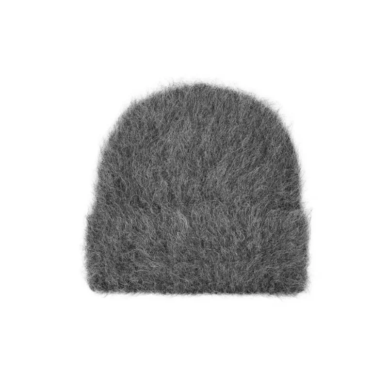 Winter Alpaca Cashmere Wool Knitted Hat Women Warm Soft Solid Color Beanies