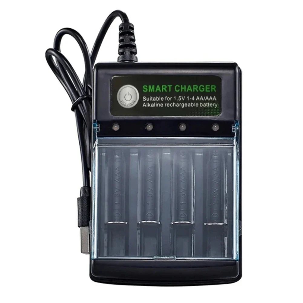 4 فتحات شاحن بطارية شحن مستقل شاحن ذكي سريع شاحن بطارية ذكي لشاحن بطاريات AA/AAA 1.5 فولت
