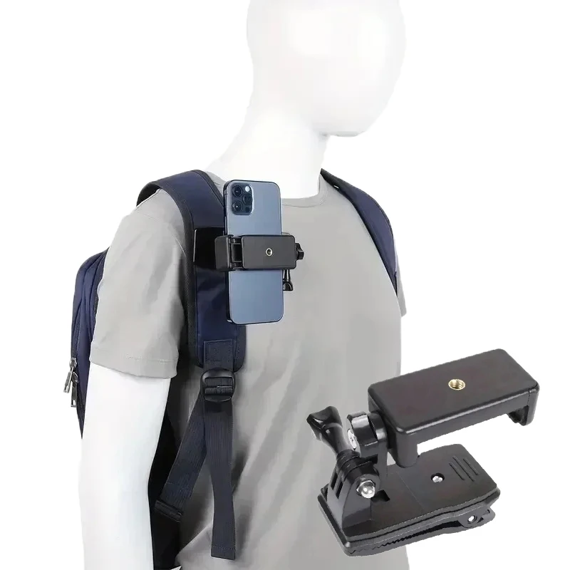 1Pcs Anti-Rutsch Rucksack Strap Clip Halterung Einstellbare Telefon Halter Outdoor Live Video Stand Clamp Halterung