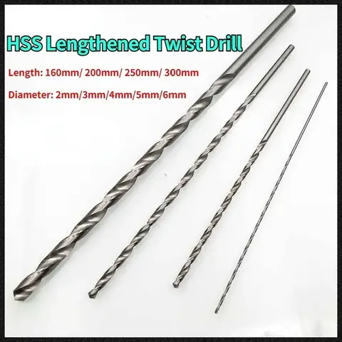 Extra Long 16-30cm HSS Drill Bits For Metal Wood Working Steel Hole Drilling Tools Straight Shank 2-6mm Twist-Drill Bits