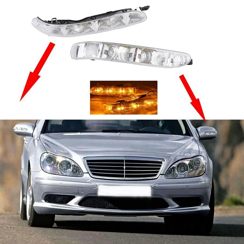 2X Car Side Mirror Turn Signal Light Blinker Lamp For Mercedes-Benz W220 W215 S CL Class CL500 S500 S600 2003-2006