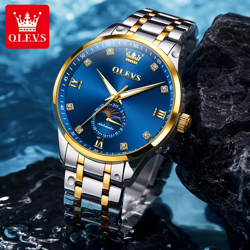OLEVS 7041 Mens Watch Luxury Original Brand Business Automatic Mechanical Watch Waterproof Luminous Date Watch For Men Box Gifts