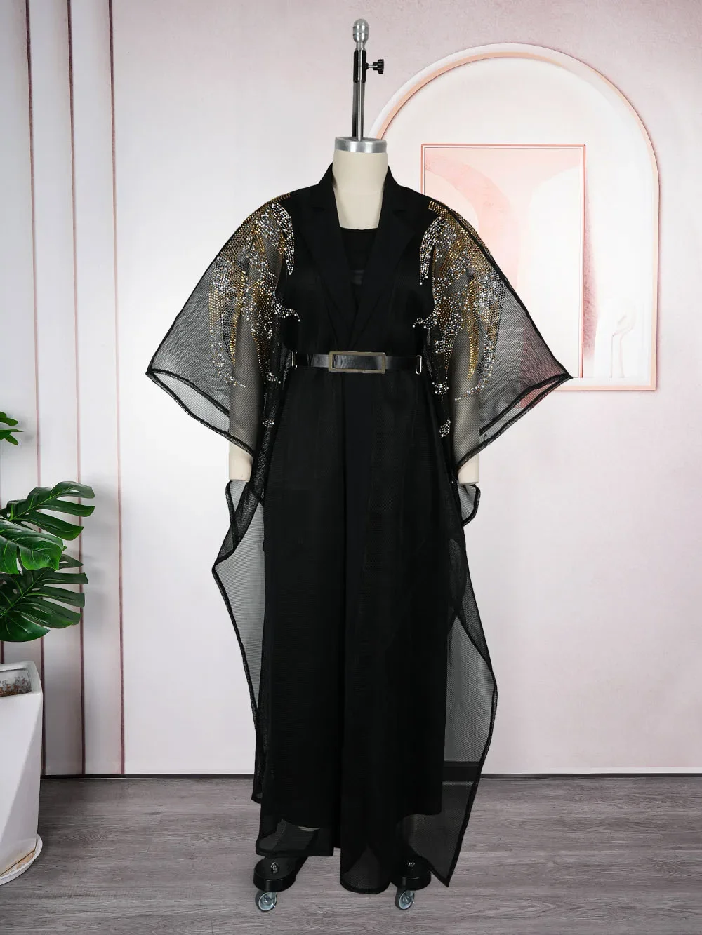 

2 PCS Sets African Clothes for Women Dashiki Diamond Outfits Gown Plus Size Evening Wedding Party Dresses Kaftan Boubou Robe