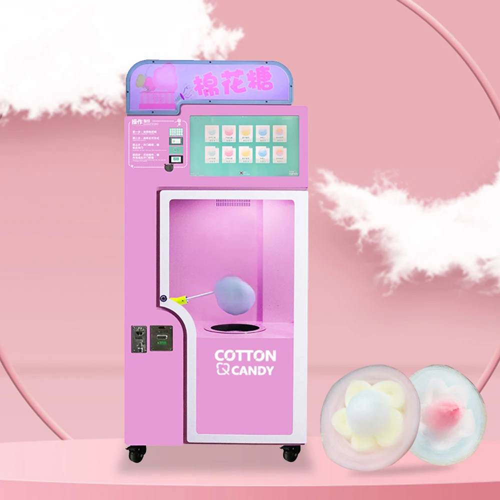 Automatic Cotton Candy Vending Machine Robot Commercial Floss Marshmallow Sugar Electric Making Flower Cotton Candy Machine