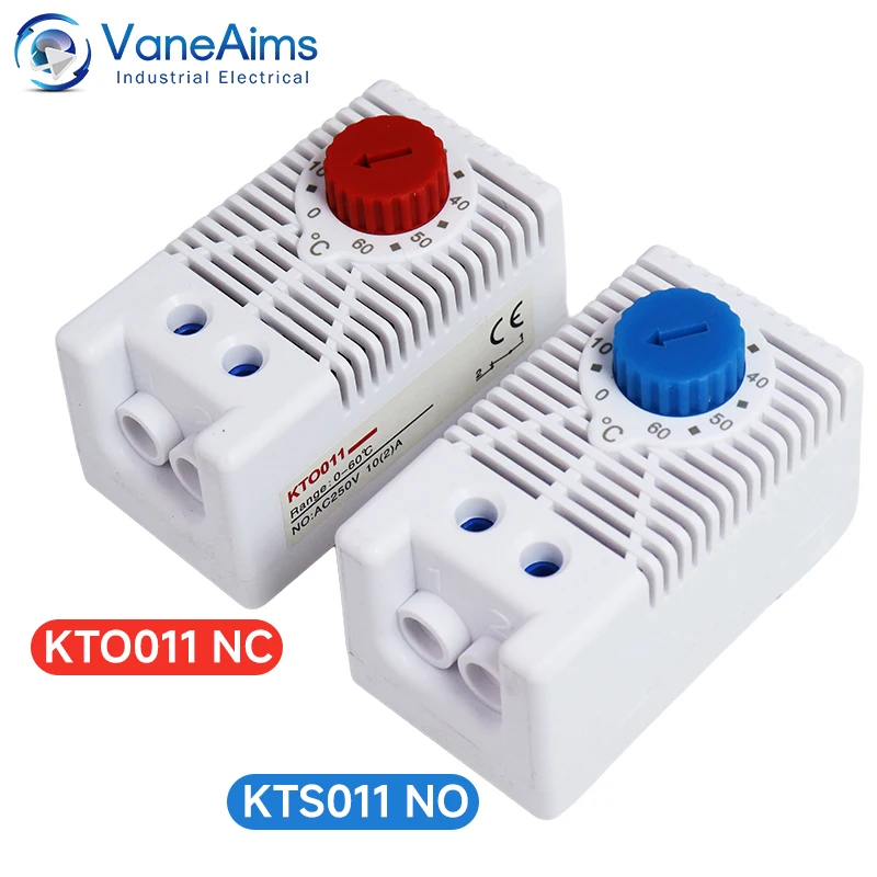 KTS011 KTO011 DIN rail Thermoregulator Mechanical Switch NO NC 60℃ Cooling Heating Industrial Cabinet Panel Thermostat 220 volt