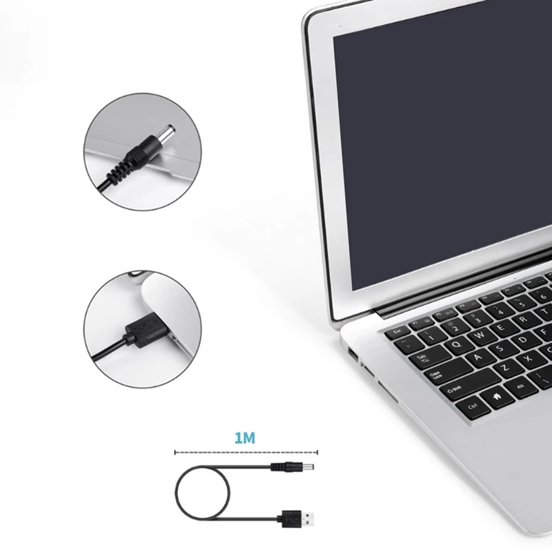 2X 8 In1 5V USB To DC 5.5X2.1Mm 3.5Mm 4.0Mm 4.8Mm 6.4Mm 5.5X2.5Mm 6.3Mm Plug Charging Cord For Fan Speaker Router Lamp