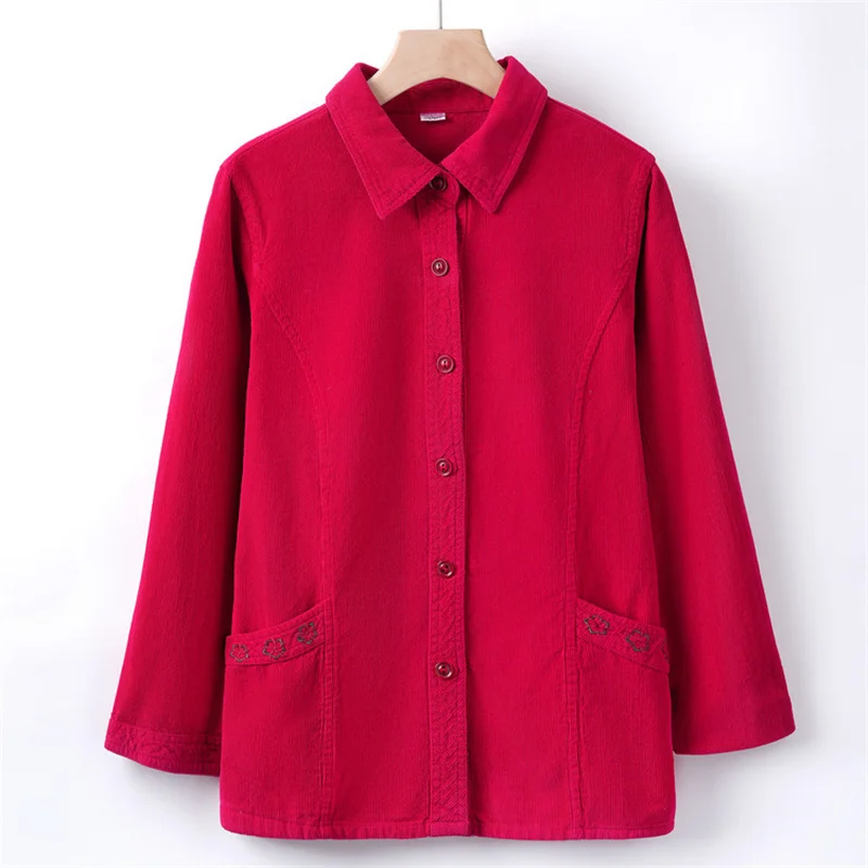 Loose Middle Aged Mother Jacket New Spring Autumn Long Sleeve Outerwears Coat Buttons Lapel Cardigan Jackets Woman Clothes