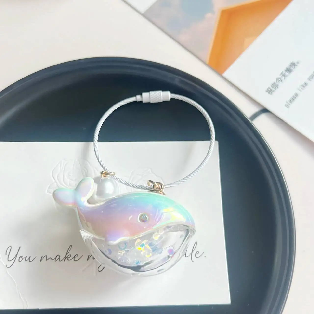 

When I Fly Towards You Keychain Whale Keyring