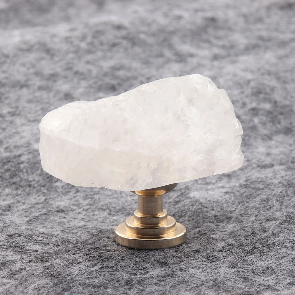 Natural white crystal pure brass pull handle for drawer wardrobe door furniture drawer shoe cabinet small handle single hole