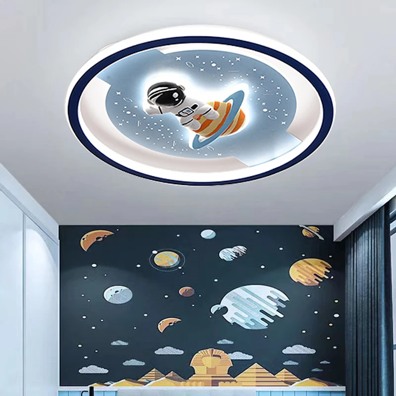 

Astronaut Led Ceiling Lights Kids Room Boy Baby Bedroom Study Cartoon Chandelier Planet Spaceman Child Lamp Сетильник Потолочный