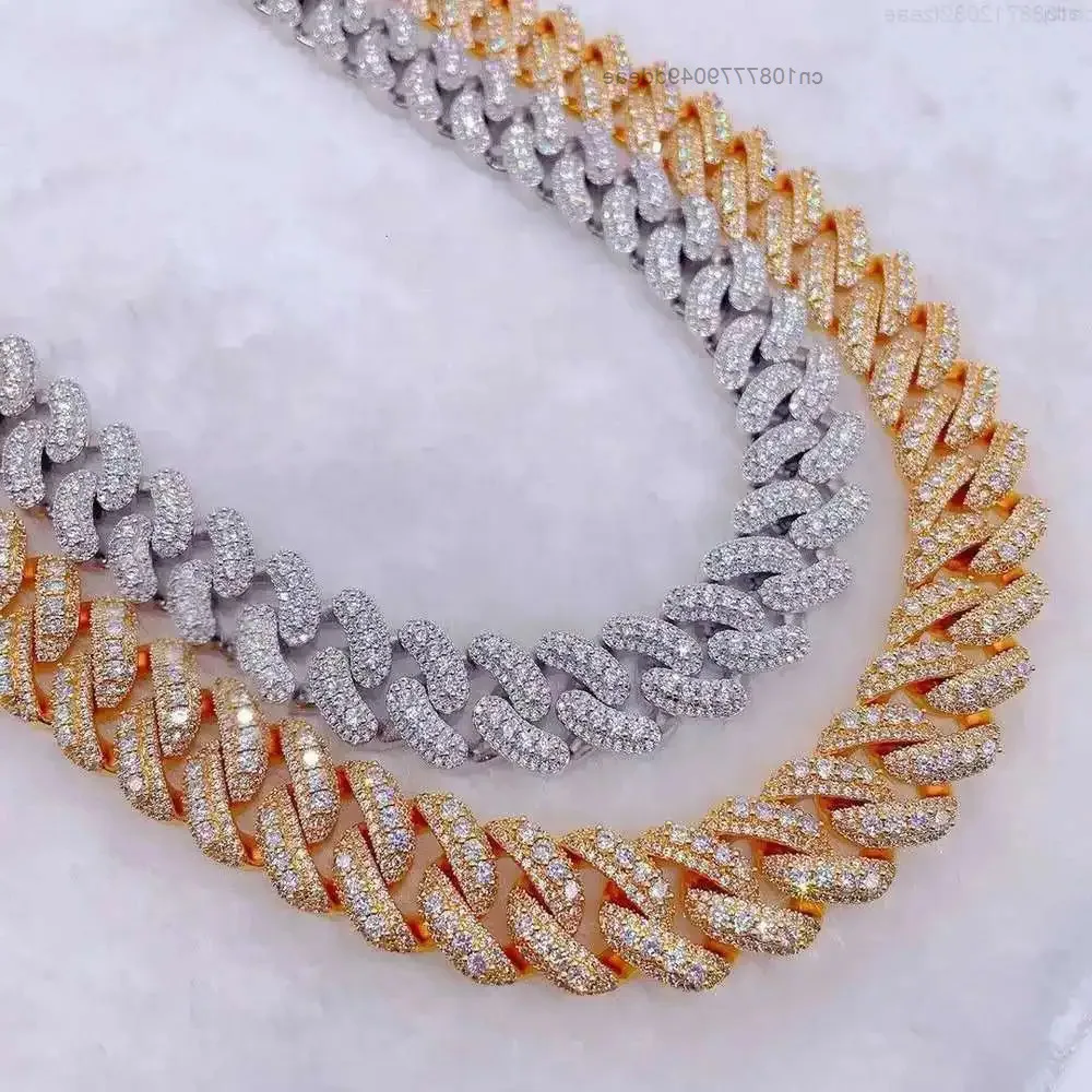 

Custom Pass Diamond Test Vvs Moissanite Diamond Cuban Link Chain 6mm-24mm Hip Hop Necklace Men Jewelry