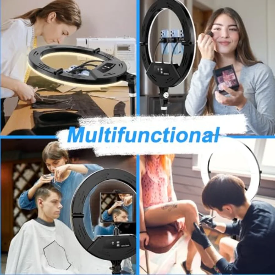 ไฟวงแหวนขนาด 18 นิ้ว พร้อมขาตั้ง และไฟวงแหวนขนาดใหญ่แบบพับได้ 10 นิ้ว สำหรับ iPad iPhone จอ LCD ใช้งานร่วมกับคลิปหนีบ 4 ตัว และขาตั้ง 2 ตัว