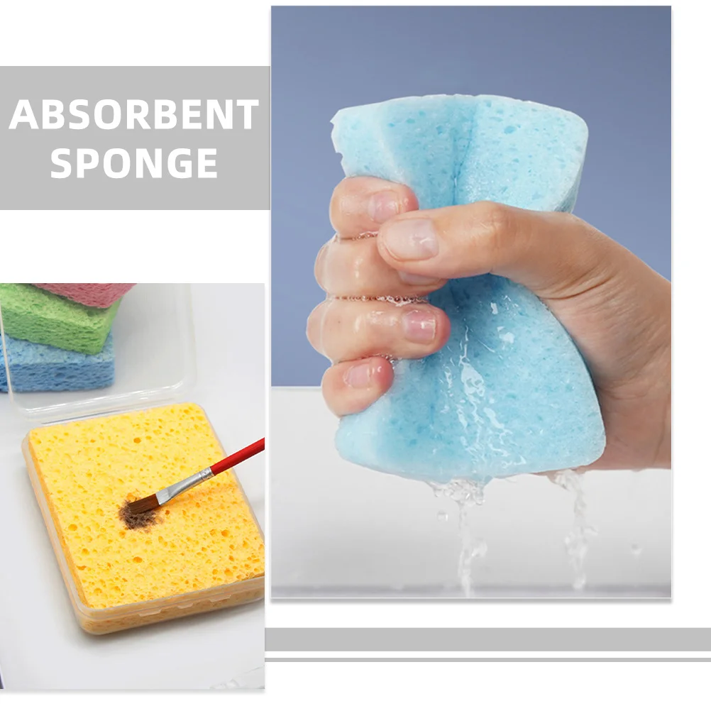 ฟองน้ำสำหรับระบายสี 4 ชิ้น แผ่นฟองน้ำสำหรับงานศิลปะ ทำความสะอาดจาน สำหรับแปรงทาสี