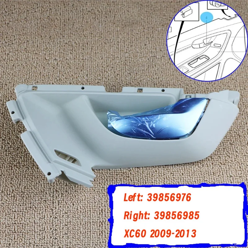 

AU28-Inner Door Pull Beige Chrome Handle Parts 39856976 39856985 For Volvo XC60 2009 2010 2011 2012 2013 Front Door Handle 1Pair