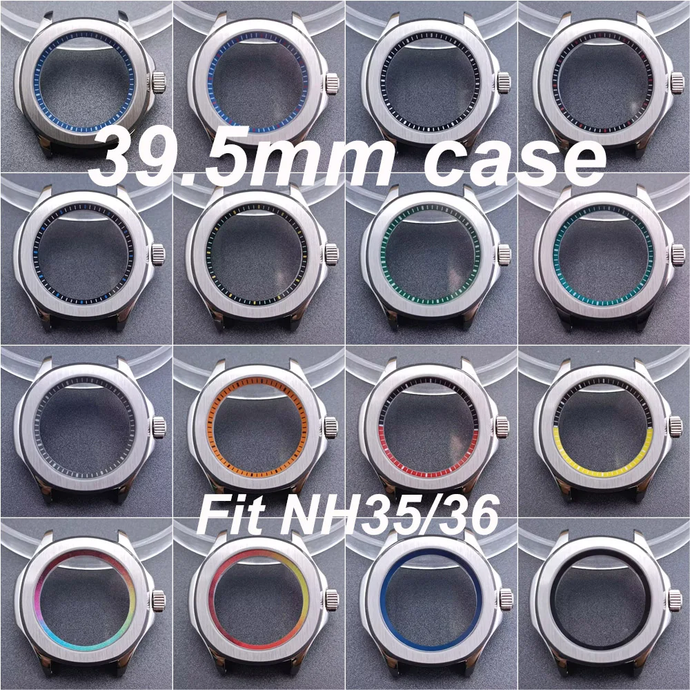 

39.5mm watch men's case have inner plastic ring Fit N H35 36 movement Watch Parts For Sapphire Glass Wristwatches Watch Box