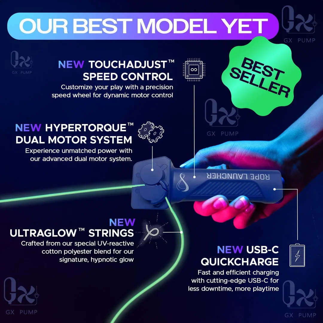 Glow-in-the-dark Rope Launcher Handheld Can Adjust The Speed of The Rope Propulsion Novelty Stress Relieving Toys