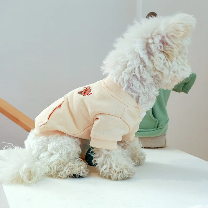 1PC Pet Clothes Cat Autumn/Winter Thickened Beige Tie Dog Coat Suitable for Small and Medium Dogs