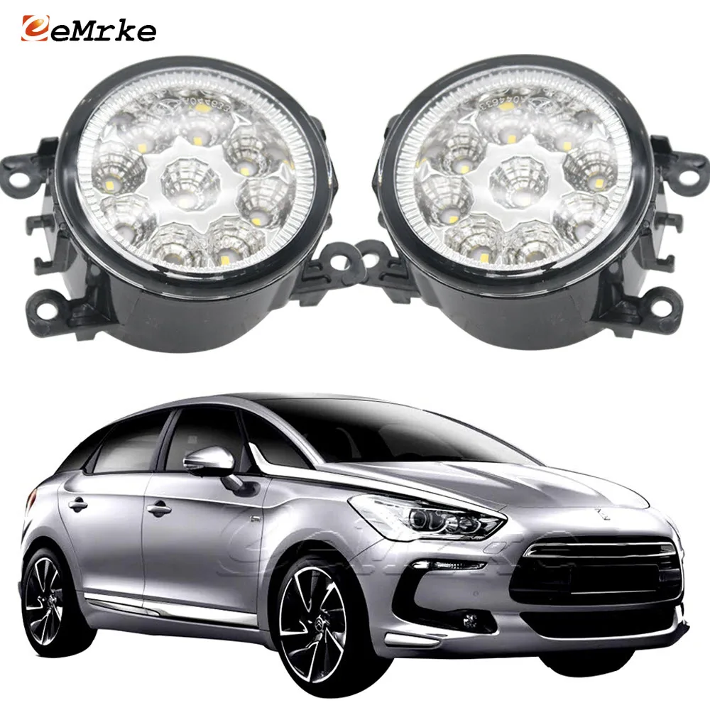 

2PCS Car Styling 9-Pieces LED Fog Light Lamp for Citroen DS5 DS 5 2011 2012 2013 2014 2015 2016 H11 12V Halogen Fog Lights DRL