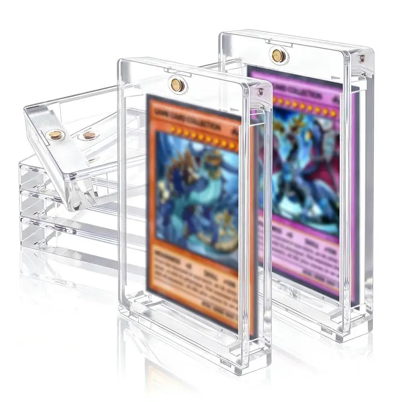 1Pcs Trading Card Display Case 35pt Clear Plastic Magnetic Card Holder Waterproof For Game Sports Card Collection