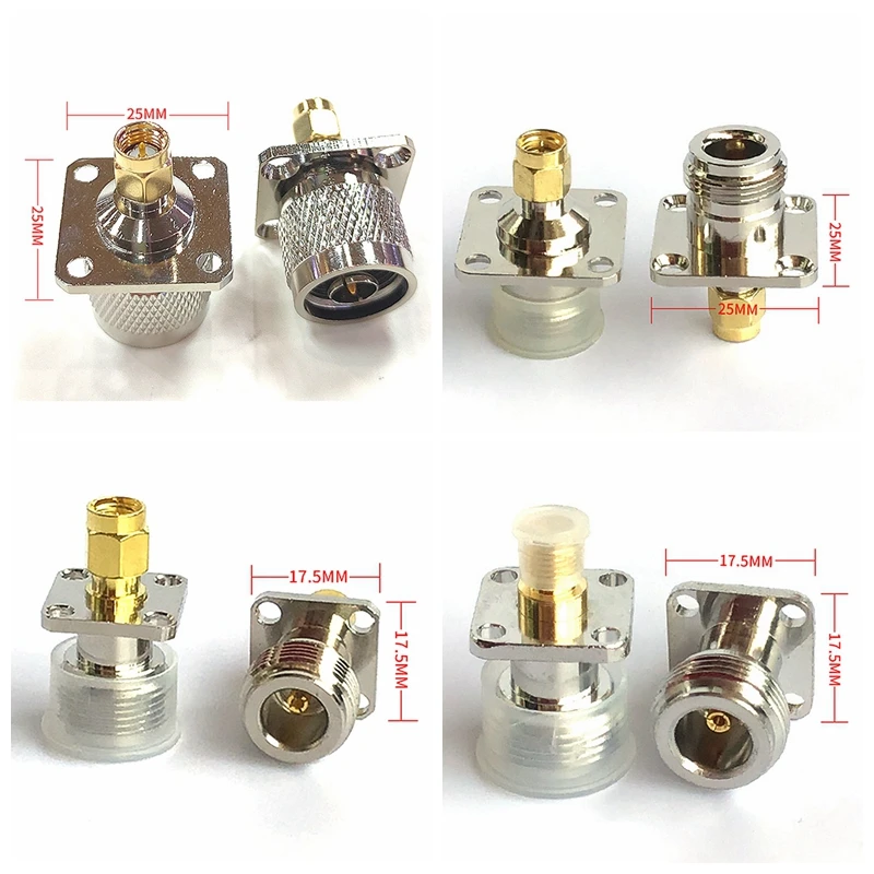 L16 N To SMA Male Female 4Hole Flange Connector N Type Male Female To SMA 4Holes Flange Chassis Panel Mount Socket New Brass