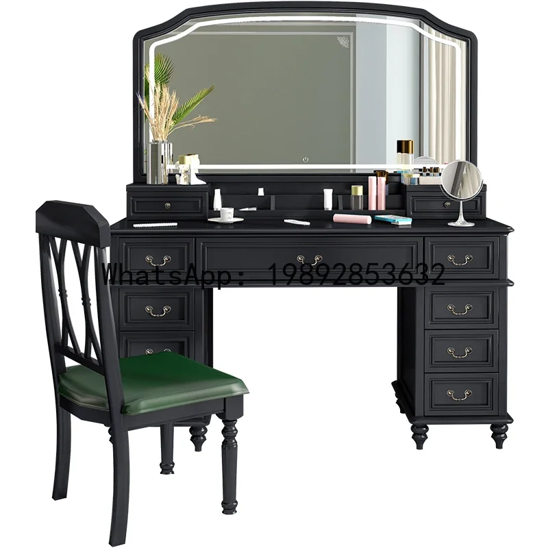 A5-11   Solid Wood Dressing Table Bedroom Vintage High-End Light Luxury with Light Makeup Table Antique Style