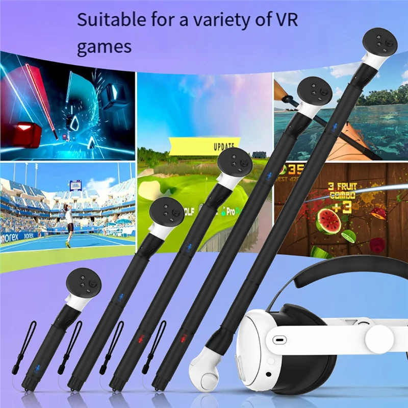 ABGN 5 In 1 VR Controller Adapter สําหรับ Meta Quest 3 Handle Grips Extensions แขนยาวสําหรับ Quest 3 VR อุปกรณ์กอล์ฟ