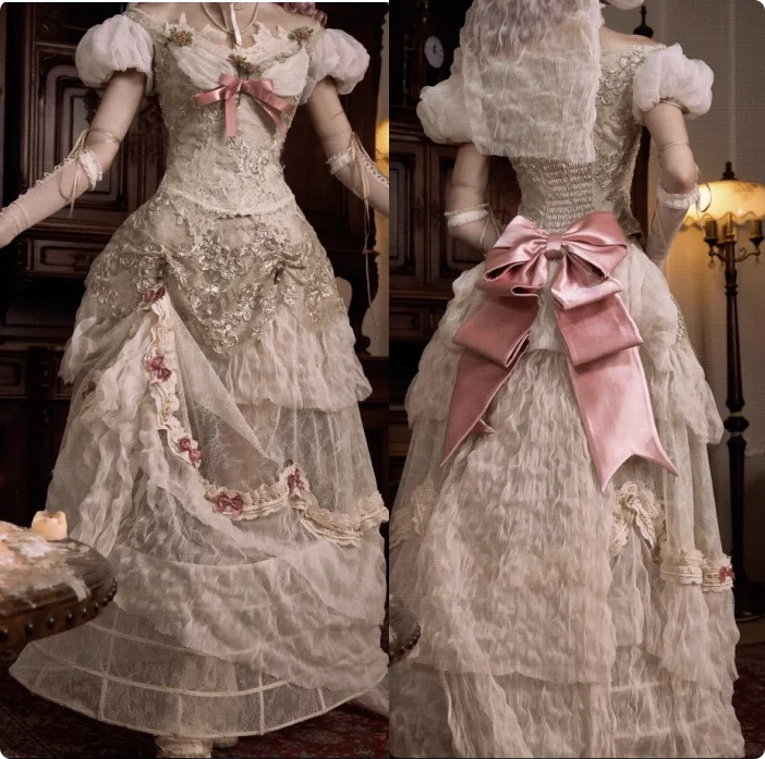 Blood Supply Love God Vintage Palace Long Skirt Florals Patch Court Luxury Lace Gothic Elegant Tail Ball Gown Skirt