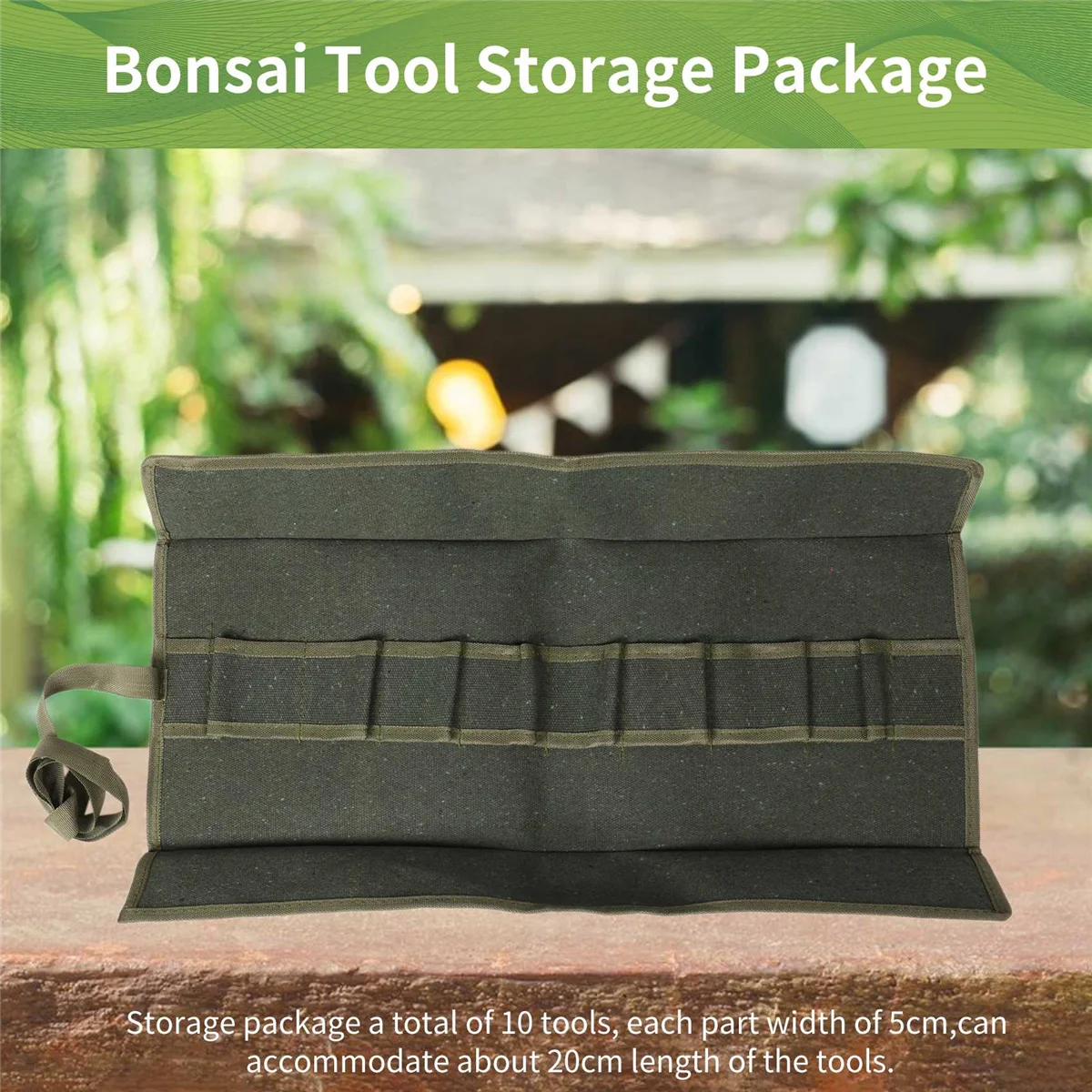 

600x430Mm Japanese Bonsai Tools Storage Package Roll Bag Canvas Tool Set Case SSQ