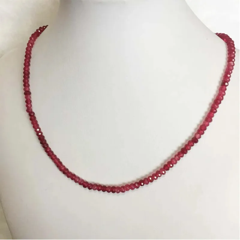 

Hand knotted 2*4mm emeralds red rubies necklace 45cm fashion jewelry