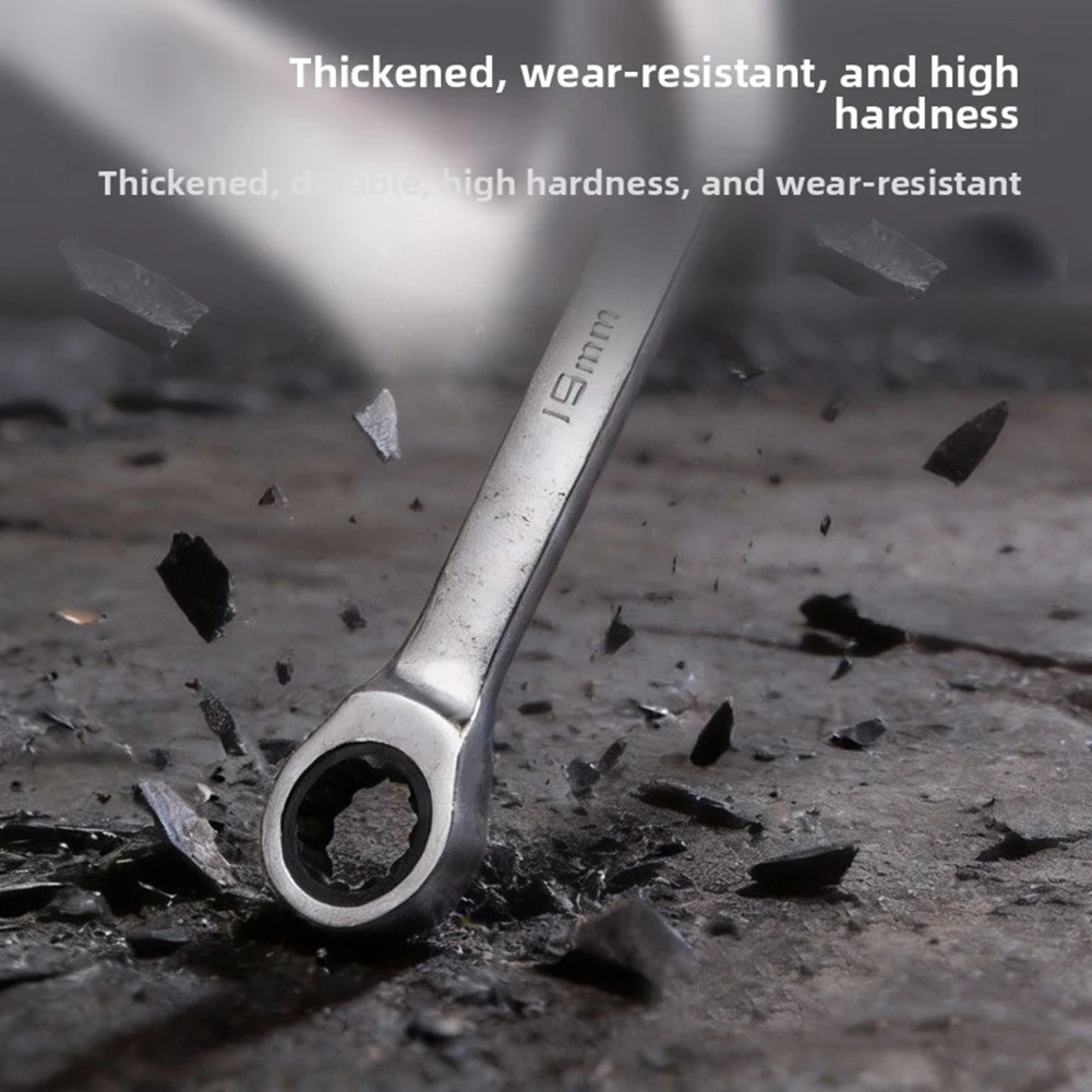 1pcs Ratchet Wrench Dual-Head Extended 12-Point Socket Wrench 72 Teeth For Automotive Repair Non-Slip Hex End Box End 8mm-22mm