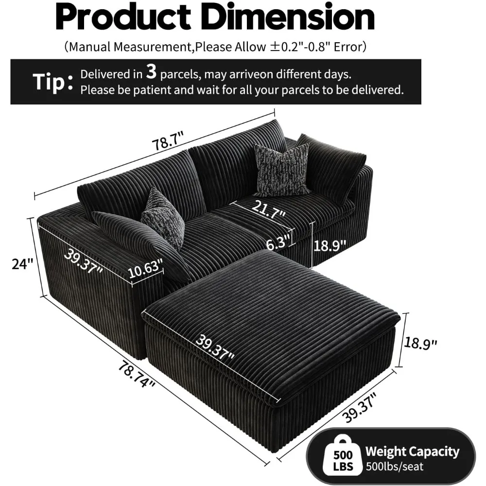 أريكة مقطعية مع أغطية وسائد قابلة للإزالة - أريكة حديثة بسيطة لغرفة المعيشة والمكتب وأقسام السرير المنزلية #4
