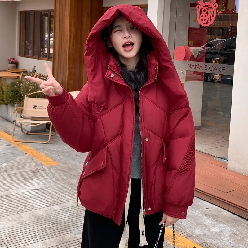 

Женская модная зимняя пуховая хлопковая куртка, парки с капюшоном, одежда с хлопковой подкладкой, женское свободное пальто в корейском стиле, женские топы, пальто