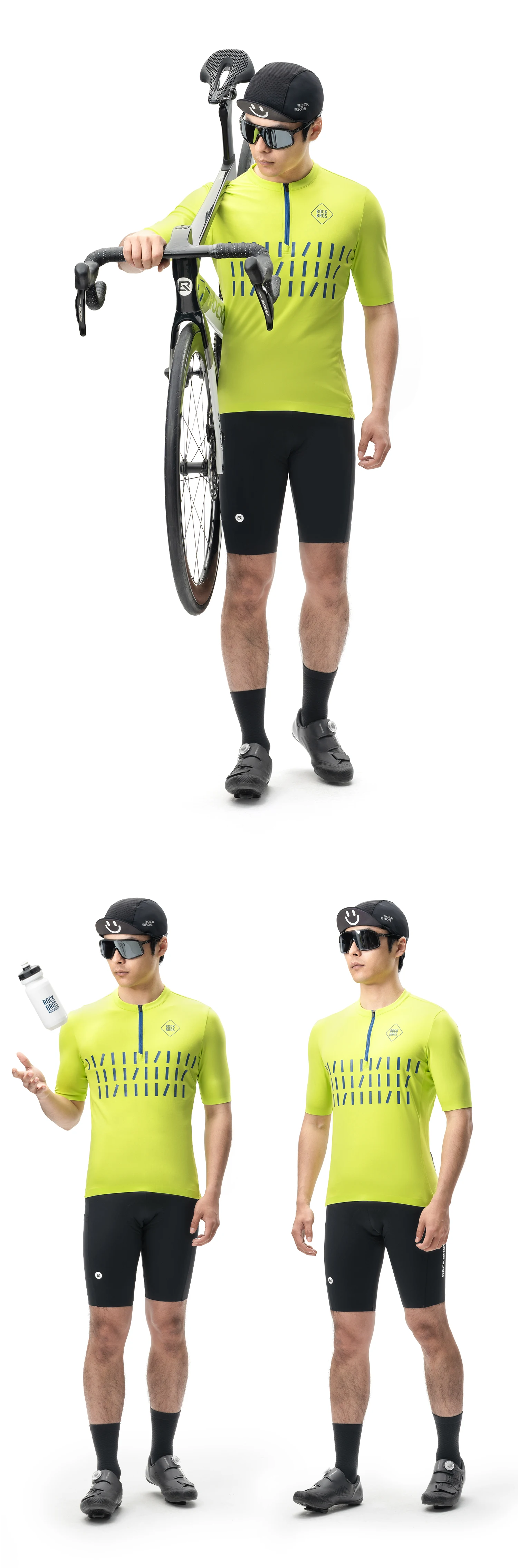 ROCKBROS Herren Fahrradtrikot Leichtgewicht Kurzarm Atmungsaktiv Sommer Fahrradbekleidung Sportbekleidung Outdoor Schnelltrocknendes Shirt – Detail 7