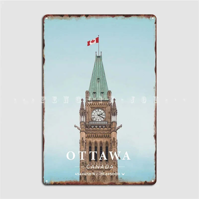 Ottawa Coordinate Art Poster Metal Plaque Club Home Kitchen Vintage Poster Tin Sign Posters Retro Cave Home Tavern