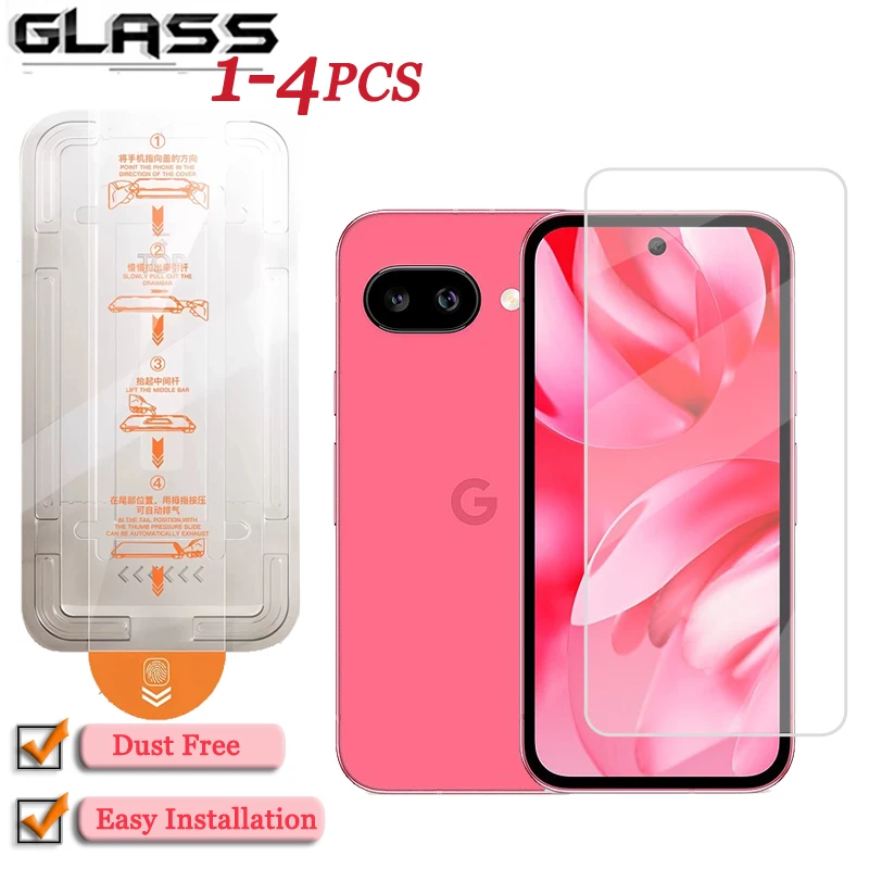 4PC Dust Free Easy Installation Glass For Google Pixel 9a Screen Protector HD Clear Protective Film For Google Pixel 9a Glass