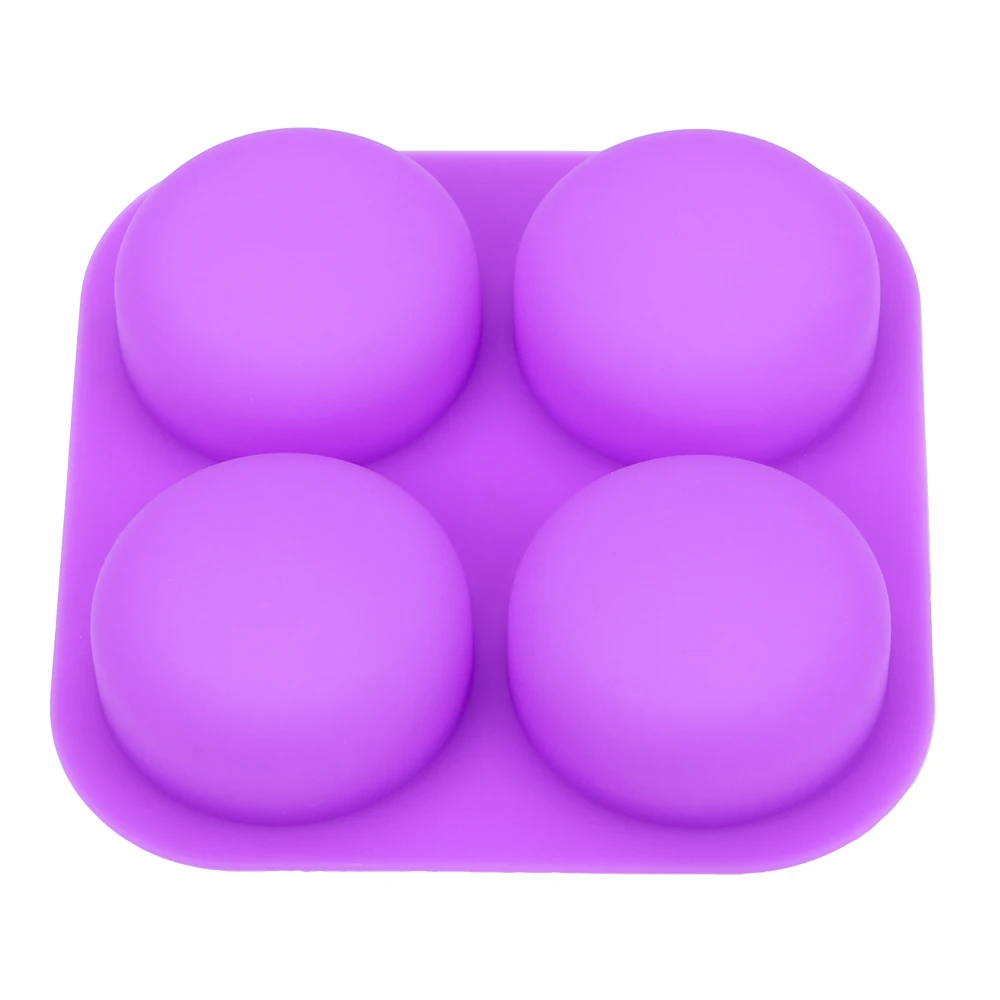 Silicone Easy To Demould DIY Handmade Craft Soap Molds Tray Round Circles Soap Molds 4 Cavity Cake Decorating Tools