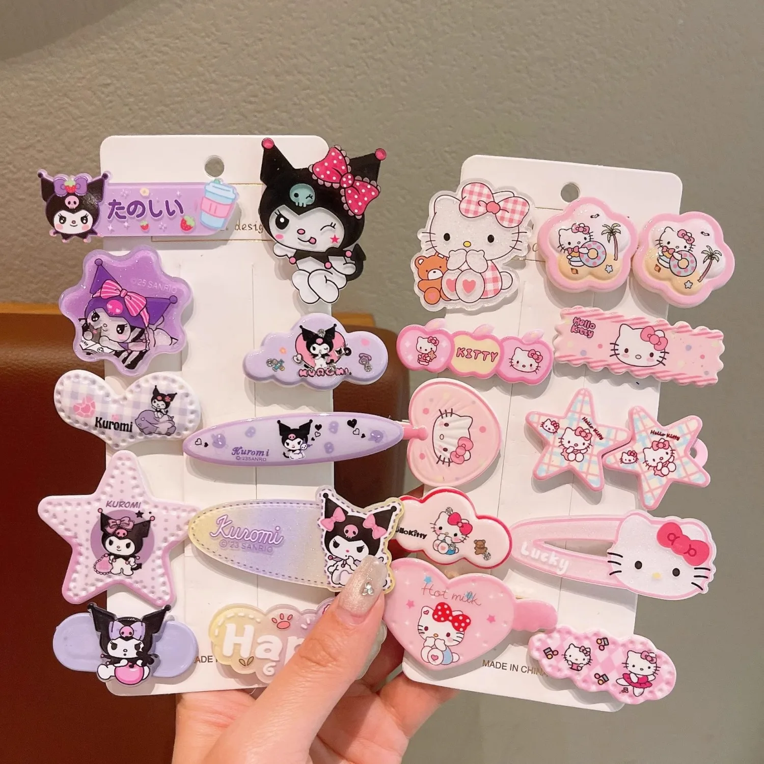 

Симпатичные заколки для волос Kuromi, 10 предметов, подарочный набор Kawaii для маленьких девочек, блестящие заколки для волос с аксессуарами для волос в кукольном стиле