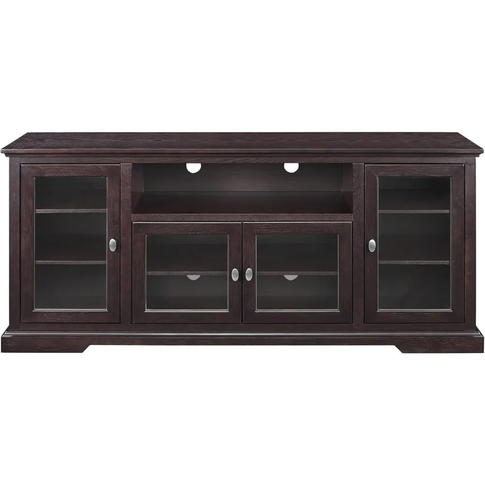 Clássico Glass Door Storage TV Console, TVs até 80 polegadas, 70 Polegada, Espresso Brown