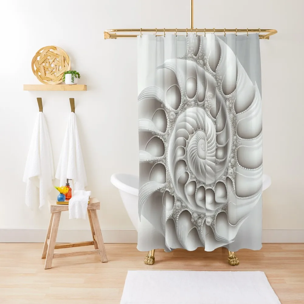 

White Pearl Fibonacci Golden Ratio Style Shower Curtain Cover Bathtub Shower Waterproof Shower Set For Bathroom Curtain