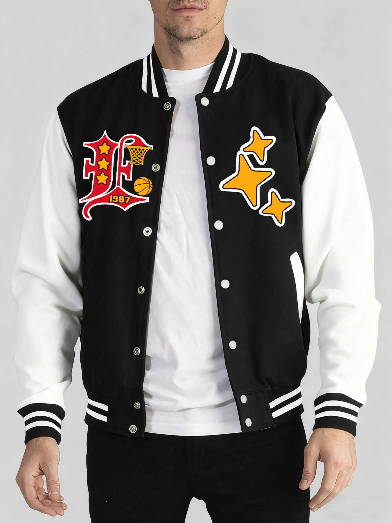 

Баскетбольный элемент, художественная буква, креативный узор, мужская одежда, теплая модная бейсбольная майка, уличный спортивный топ, осенне-зимние куртки